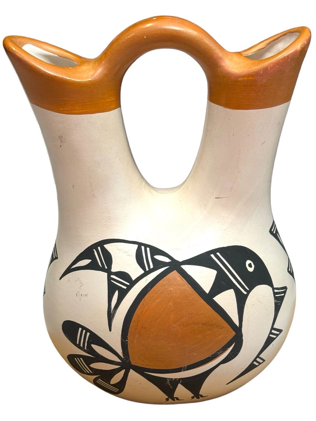 Native American Acoma Pueblo Pottery Signed H Antonio Wedding Vase Southwest