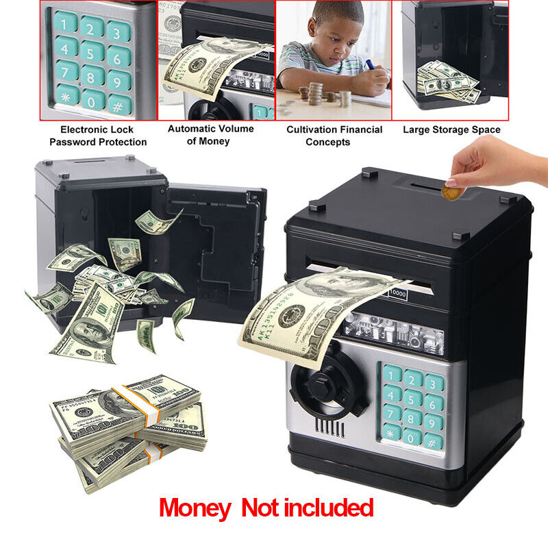 Mini Electronic Piggy Bank ATM Password Money Box Cash Coins Saving Kids Gift