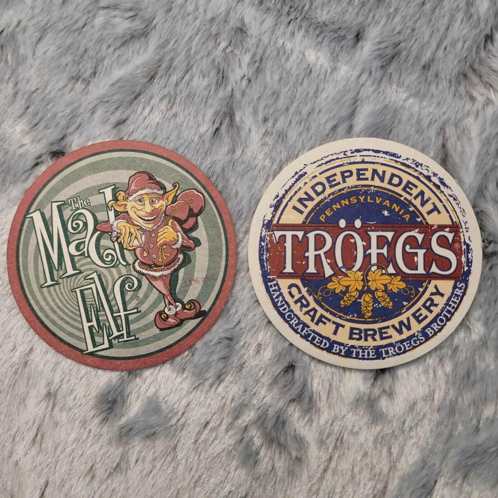 Beer Coaster Beermat Troegs Craft Brewery The Mad Elf 2 Coasters New Two Sides
