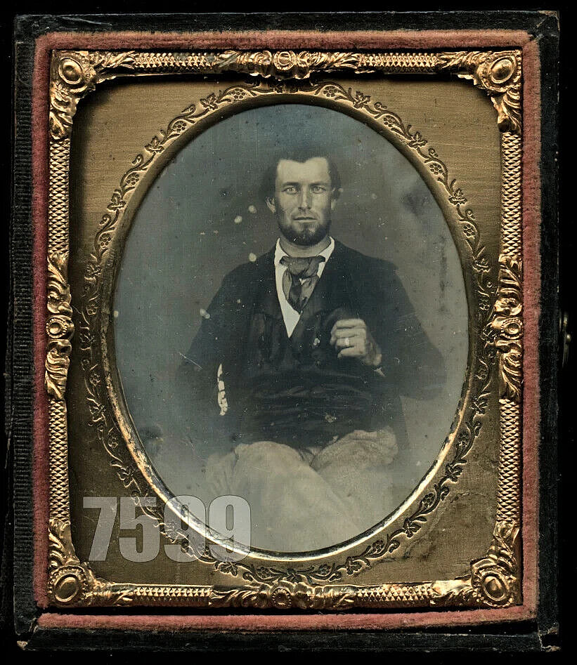1850s Daguerreotype Handsome Man Wearing Hoop Earrings Sailor
