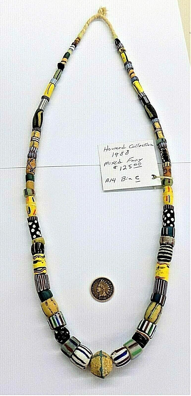 Long Strand Fancy Mixed  African Trade Beads  Howard Collection A14 BNe 1988