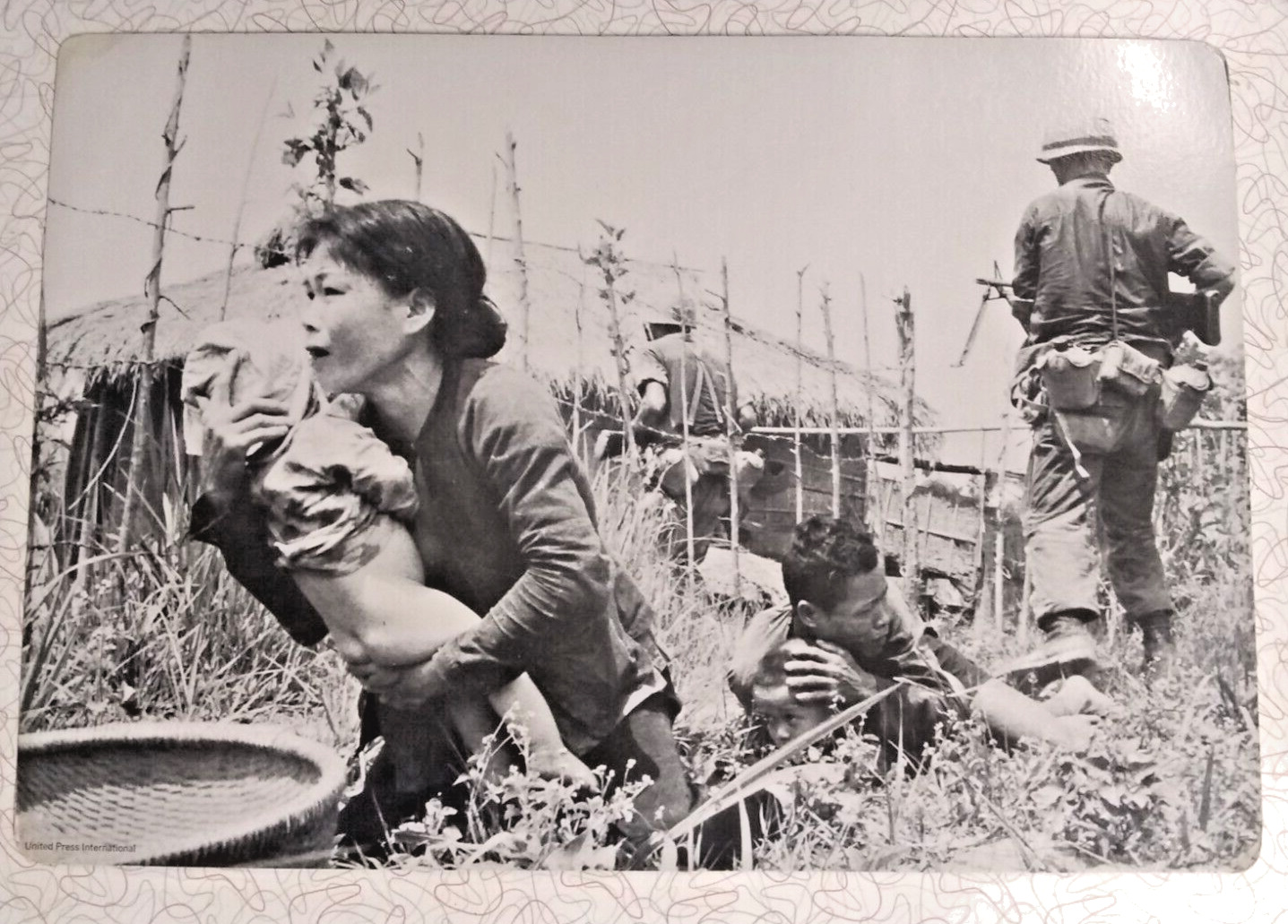 Late 1960's Photo of Vietnamese War Village Scene...Large B/W Print 14.5