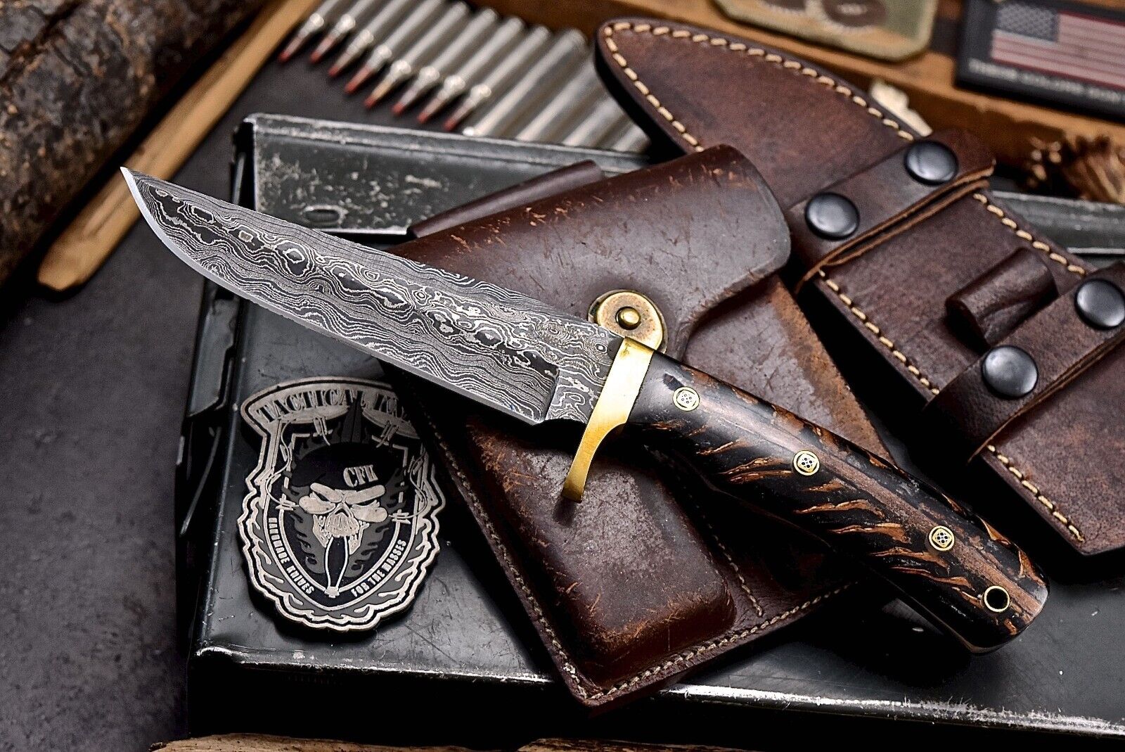 CFK Handmade Damascus Custom PINE CONE Hunting Camping Sport Skinner Knife