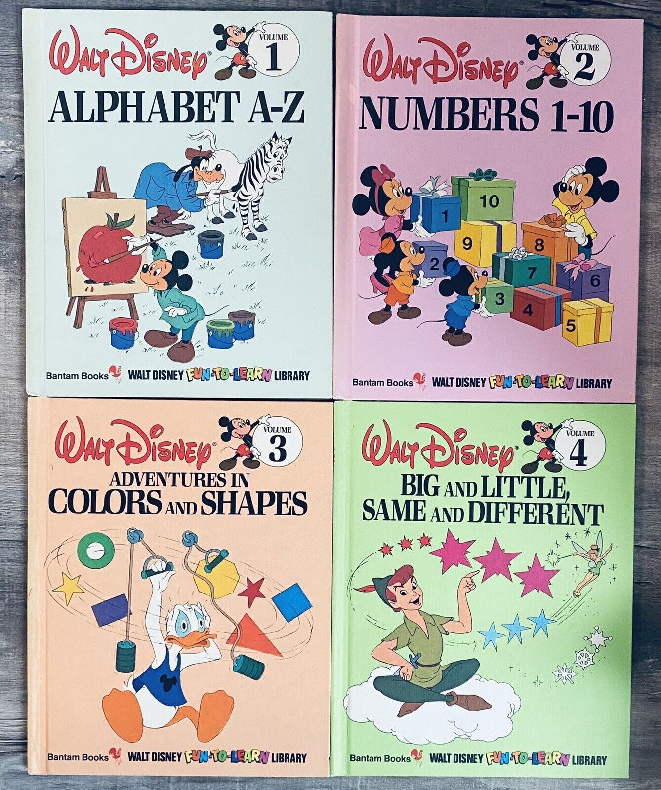 Vintage Walt Disney Fun-To-Learn Library Lot Of 4 Books 1-4
