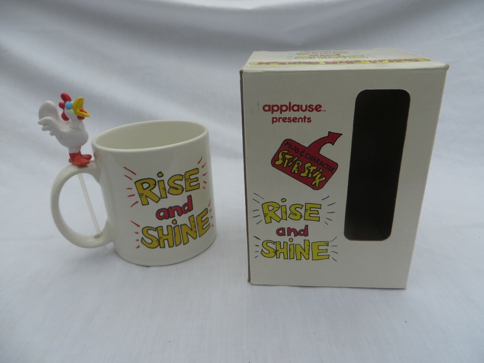 Vintage 1980s Applause Rise And Shine Coffee Mug Stir Stix Nos