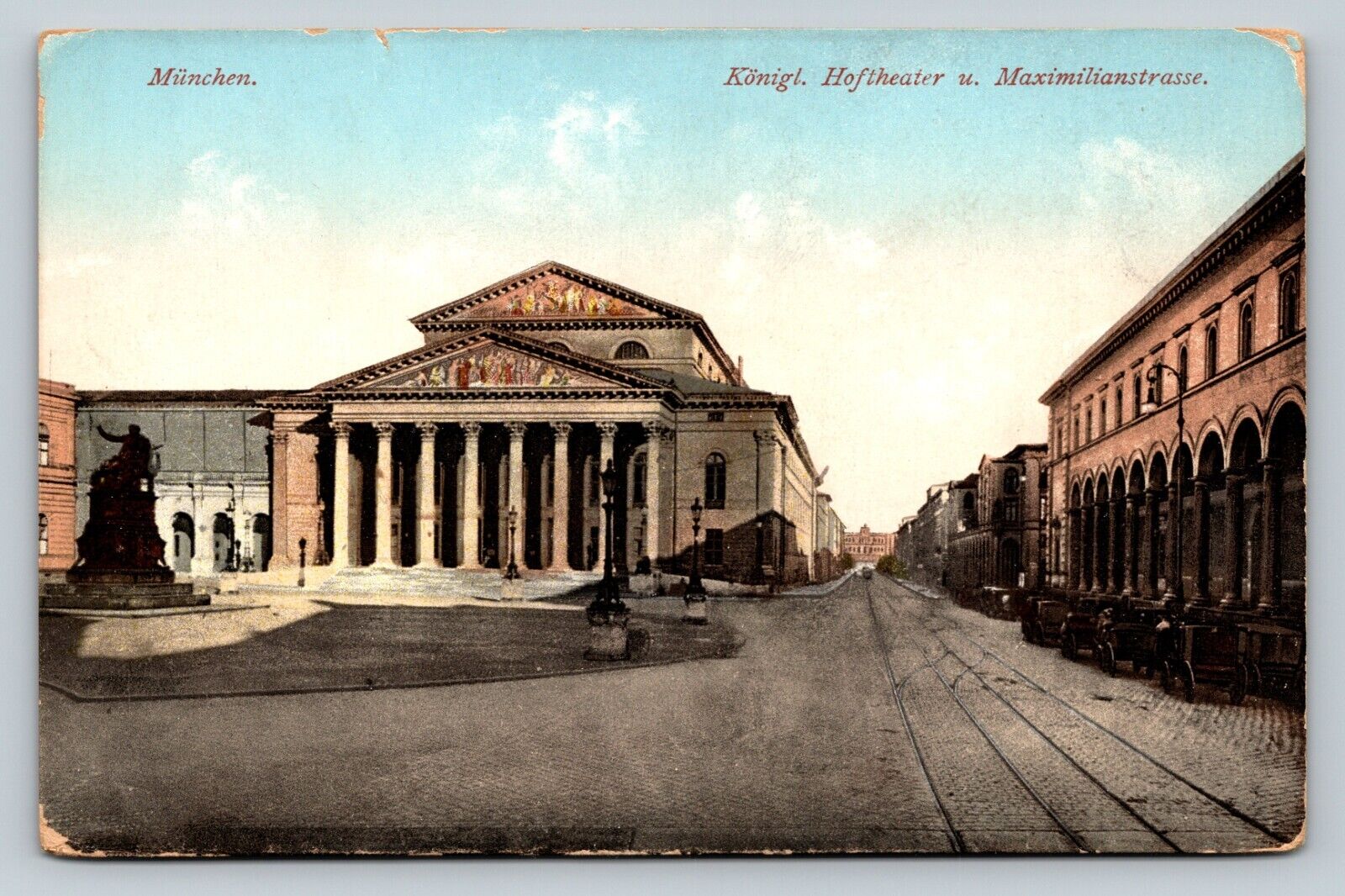 Munich Bavaria Germany Royal Court Theater Maximilian Street VINTAGE Postcard