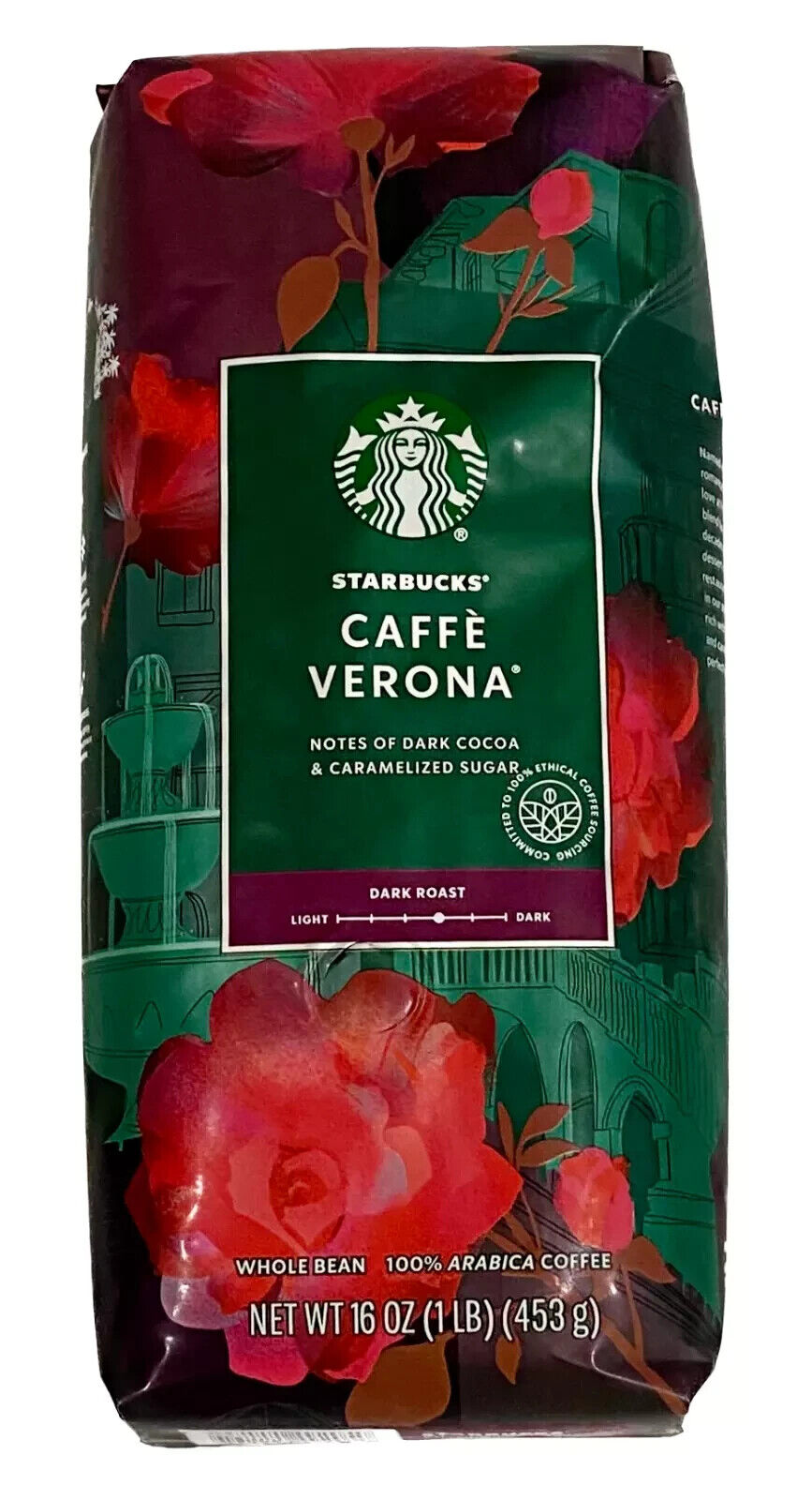 STARBUCKS CAFFE VERONA DARK COCOA & CARAMELIZED SUGAR / WHOLE BEAN 16 OZ
