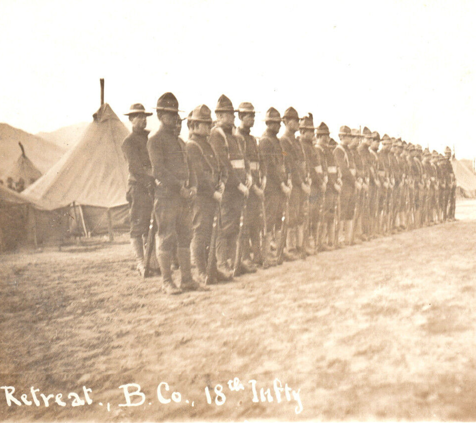 Texas City 18th Infantry Army Soldiers Rppc Real Photo Postcard