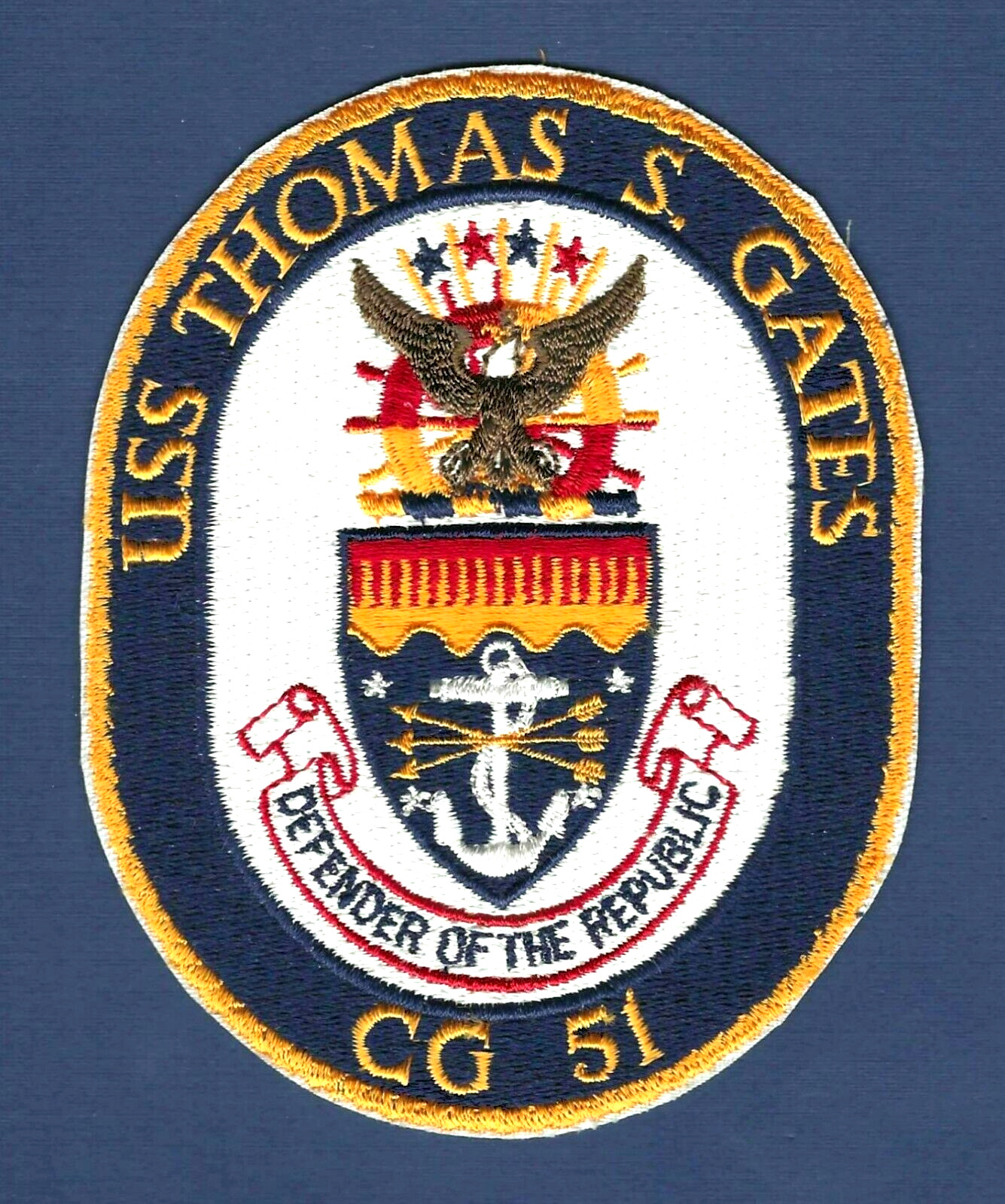 USS THOMAS S. GATES CG-51 Guided Missile Cruiser Ship's Crest Patch