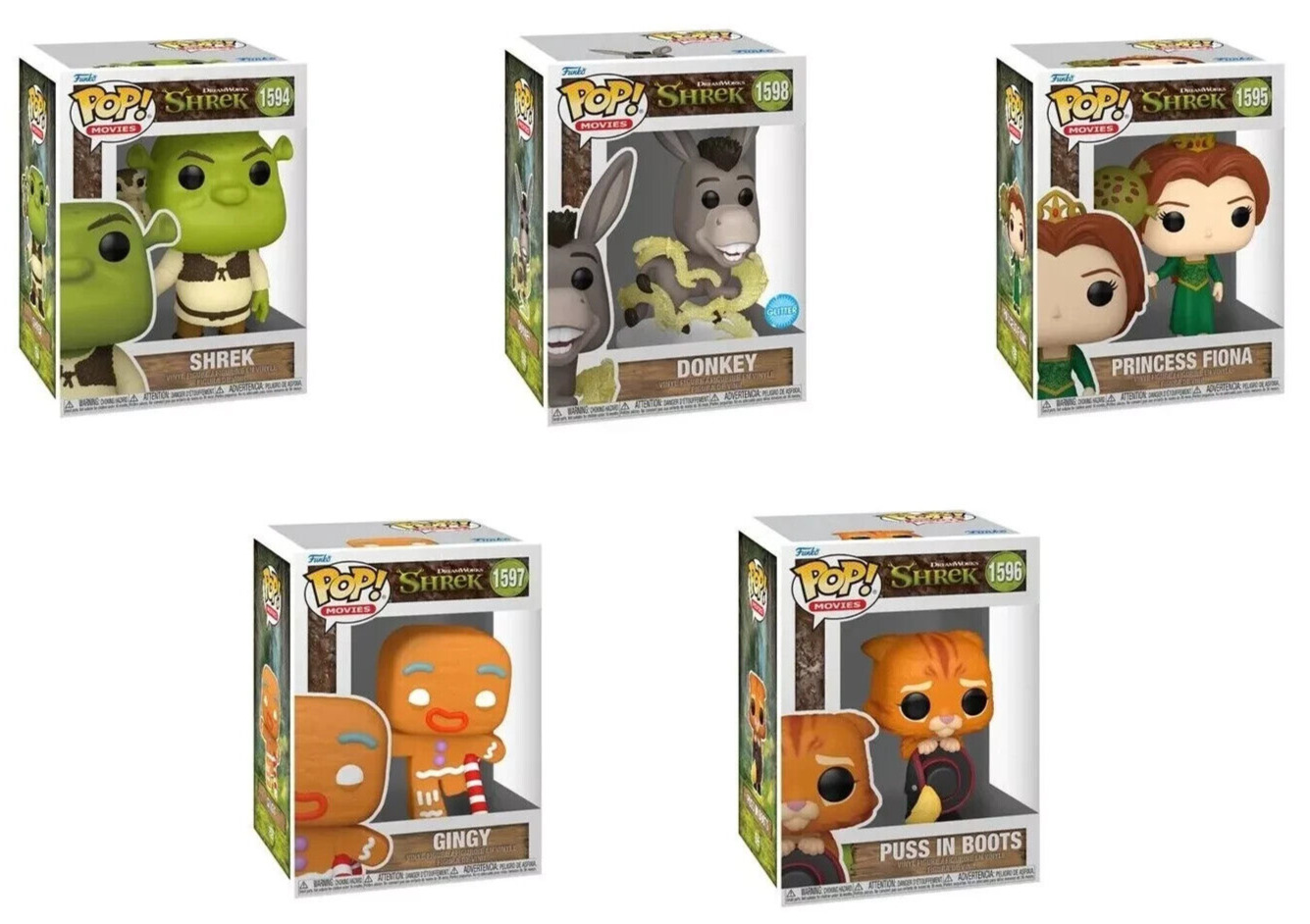 Funko POP Dreamworks 30th - Shrek, Donkey, Fiona, Puss in Boots, Gingy SET of 5