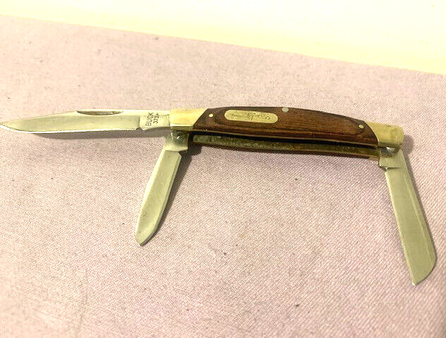 Buck 373 Trio 3 Flat Blade Wood Handle Folding Pocket Knife -- Great Condition
