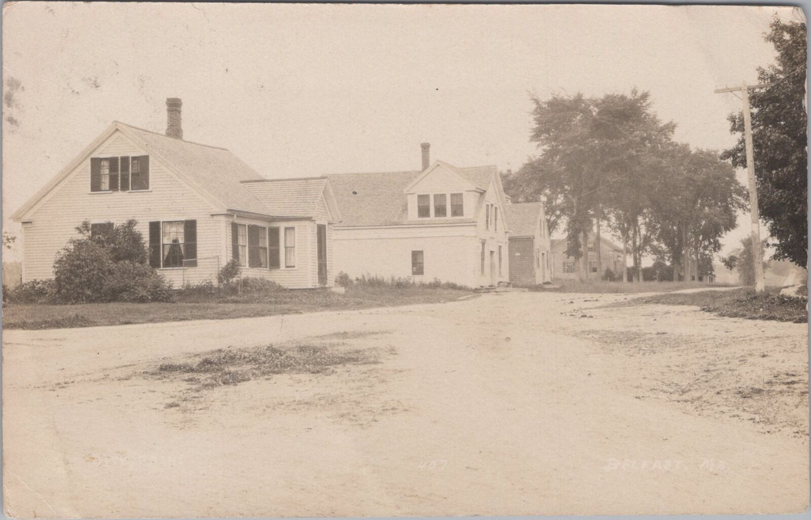 Belfast Maine Houses Dirt Road 1907 RPPC Photo Postcard