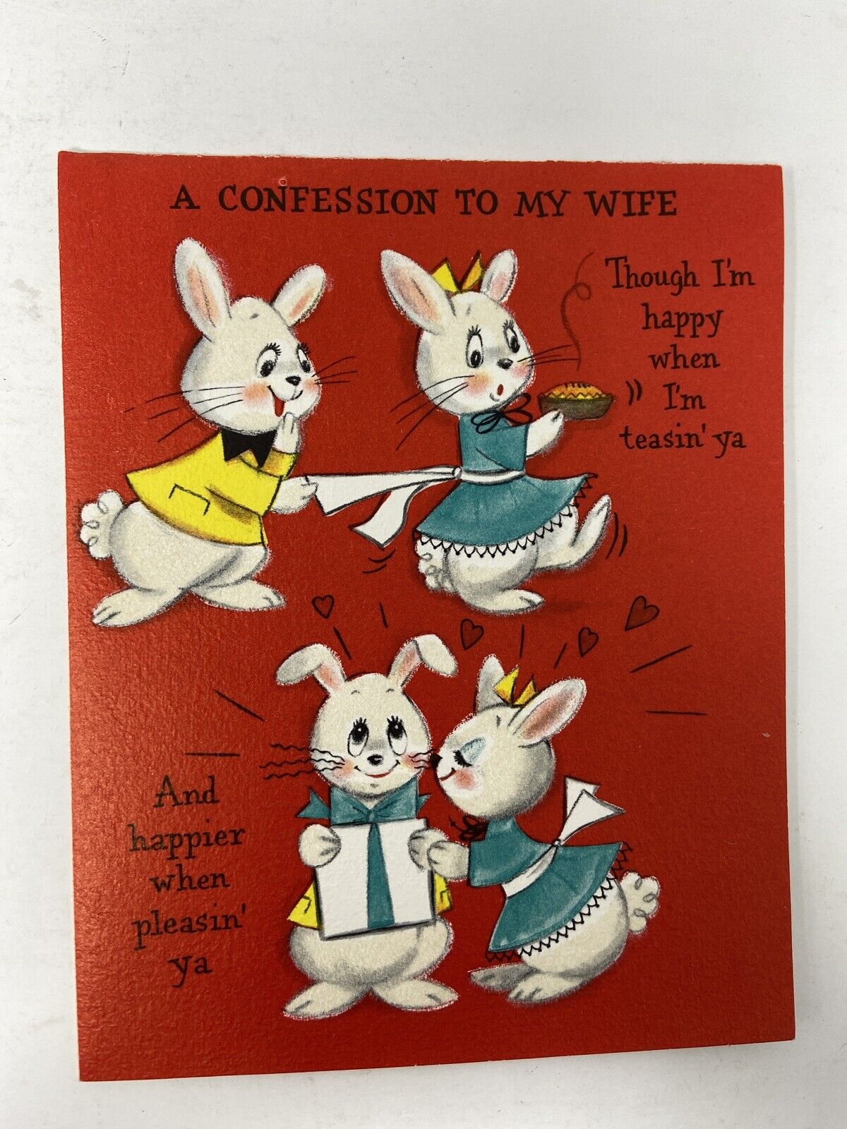 Vtg Hallmark Pop Up Mothers Day Card Anthropomorphic Bunnies Rabbits Wife