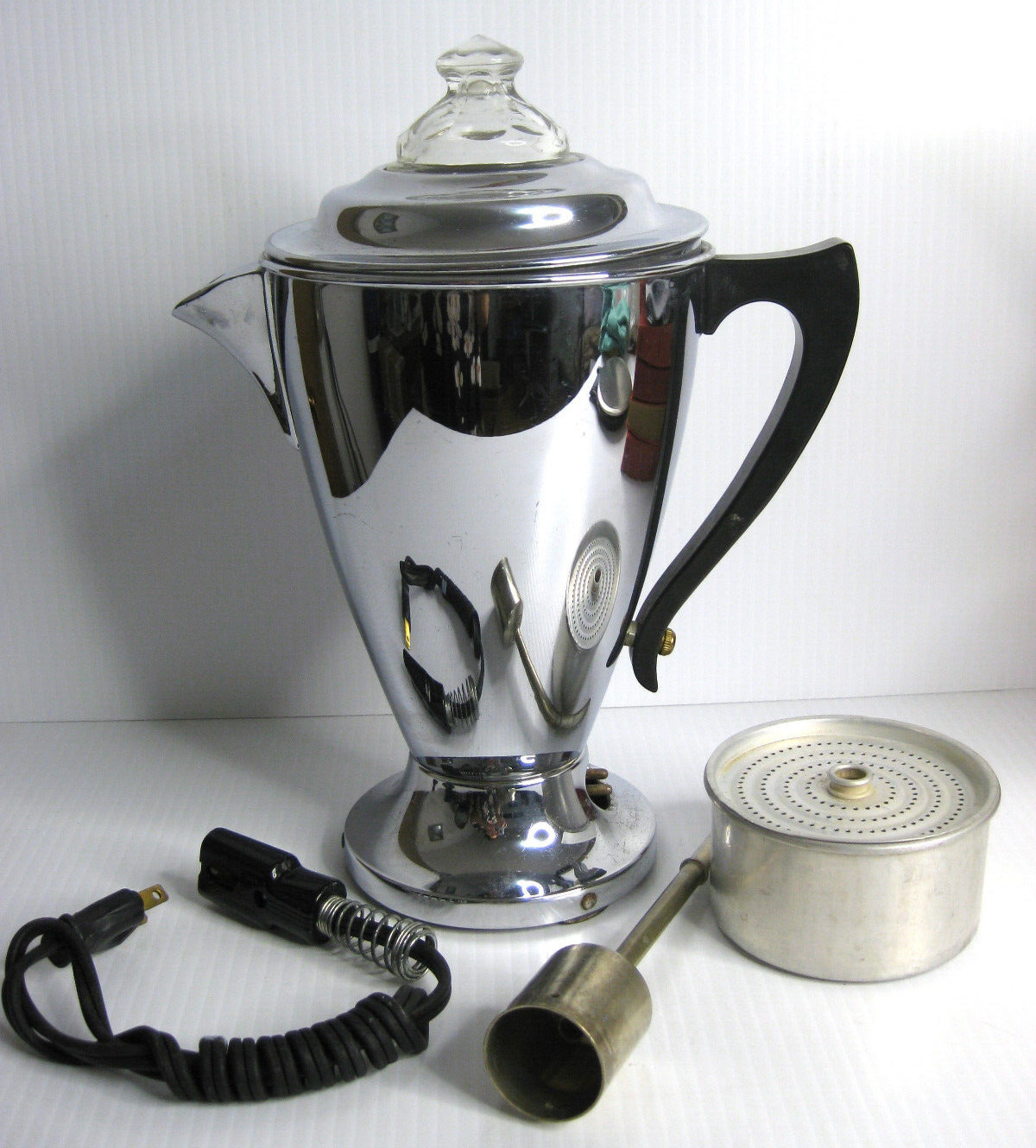 Vintage GE Hotpoint Calrod Percolator with Lid, Cord, Basket, Stem  ~Works ~USA
