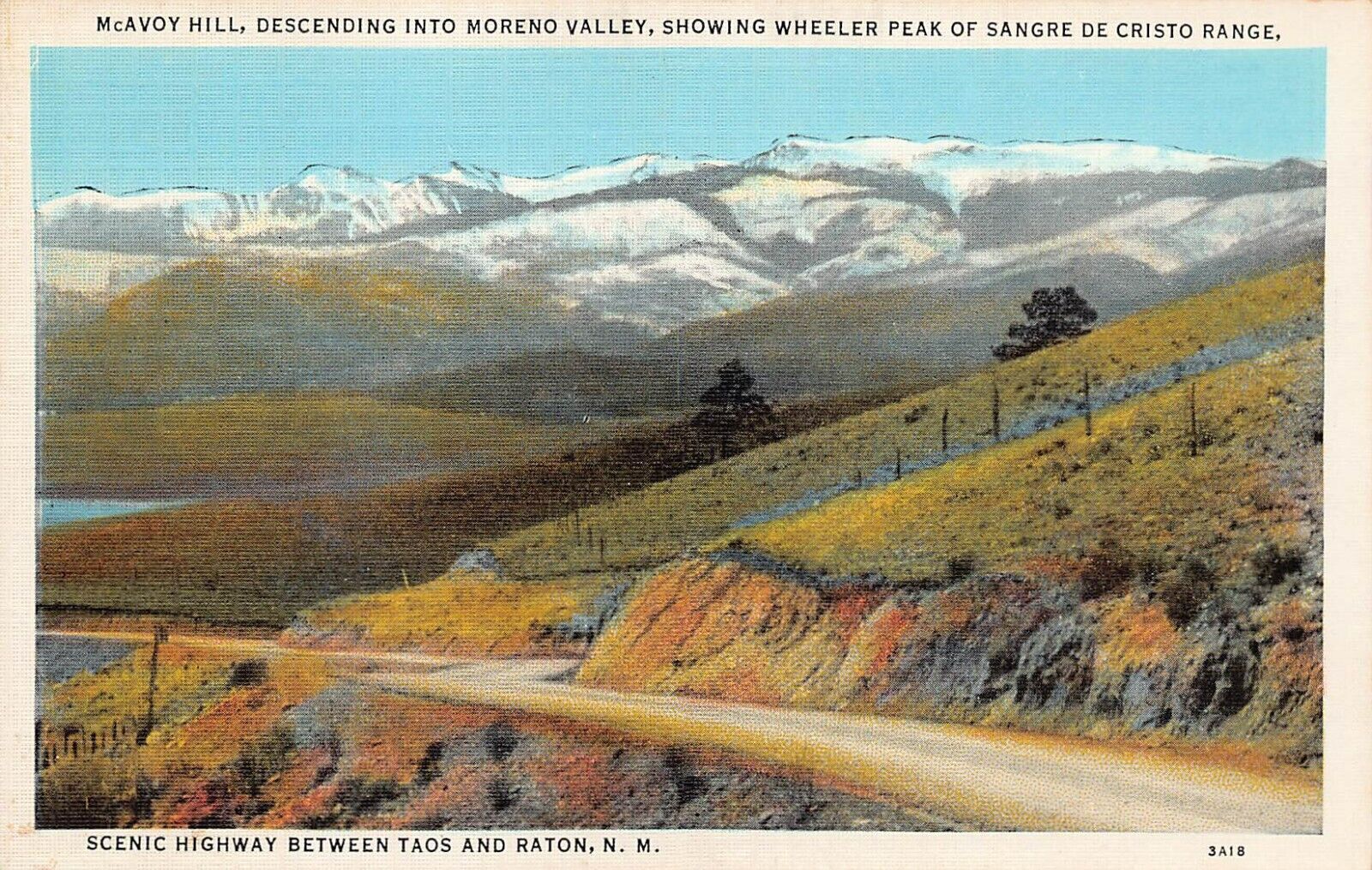 Taos Raton Pass NM New Mexico McAvoy Hill Moreno Valley Santa Fe Vtg Postcard X2