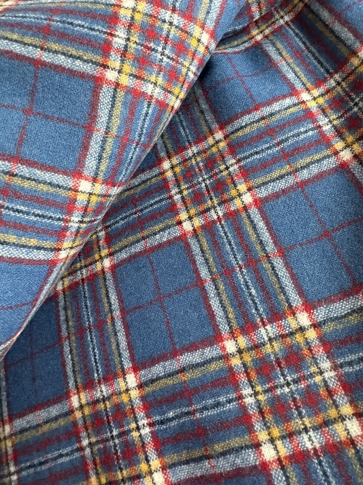 Virgin Wool Pendleton Tartan / Plaid Fabric - Red Blue Beige - 2.2 Yards (80”)