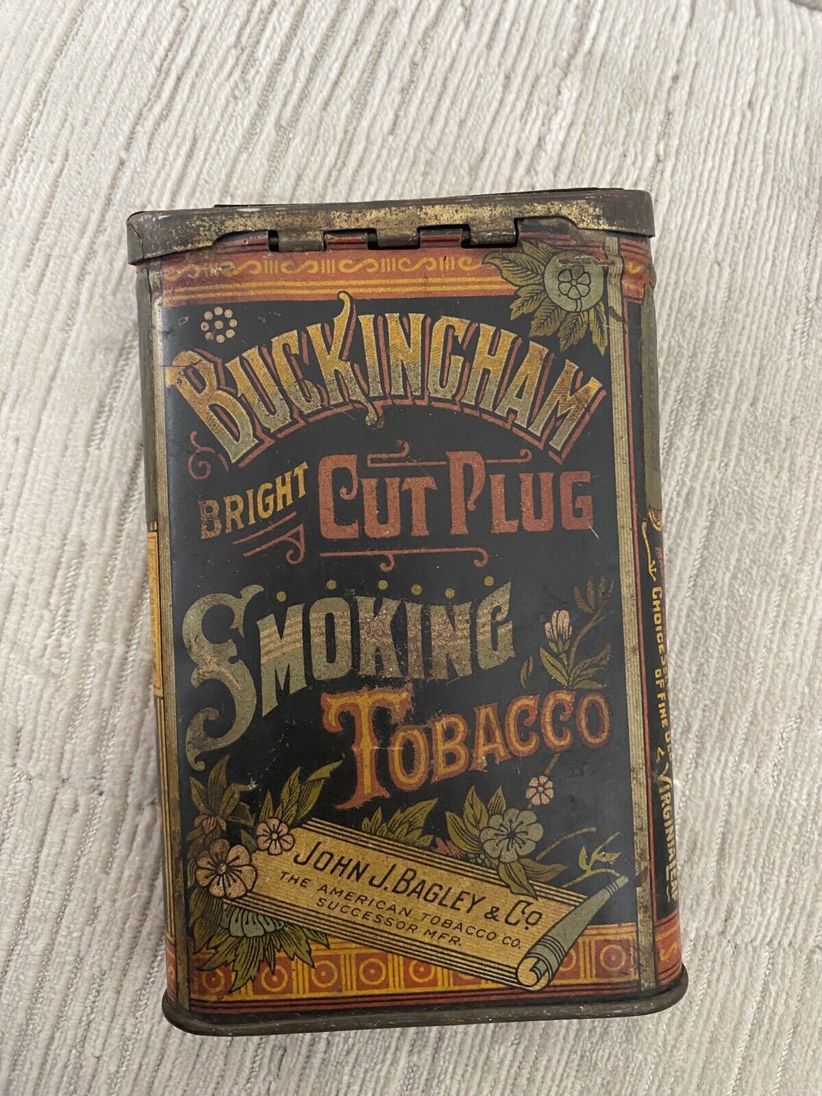 Vintage BUCKINGHAM BRIGHT CUT PLUG SMOKING TOBACCO VERTICAL POCKET TIN RARE