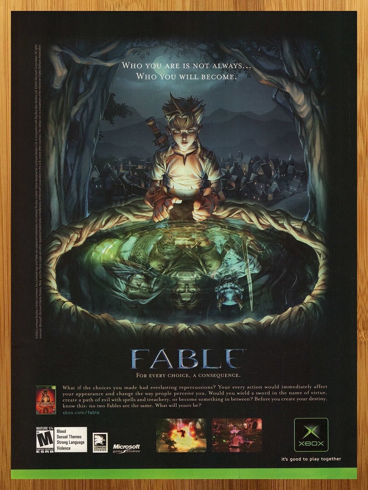 2004 Fable Xbox Vintage Print Ad/Poster Authentic Official Video Game Promo Art