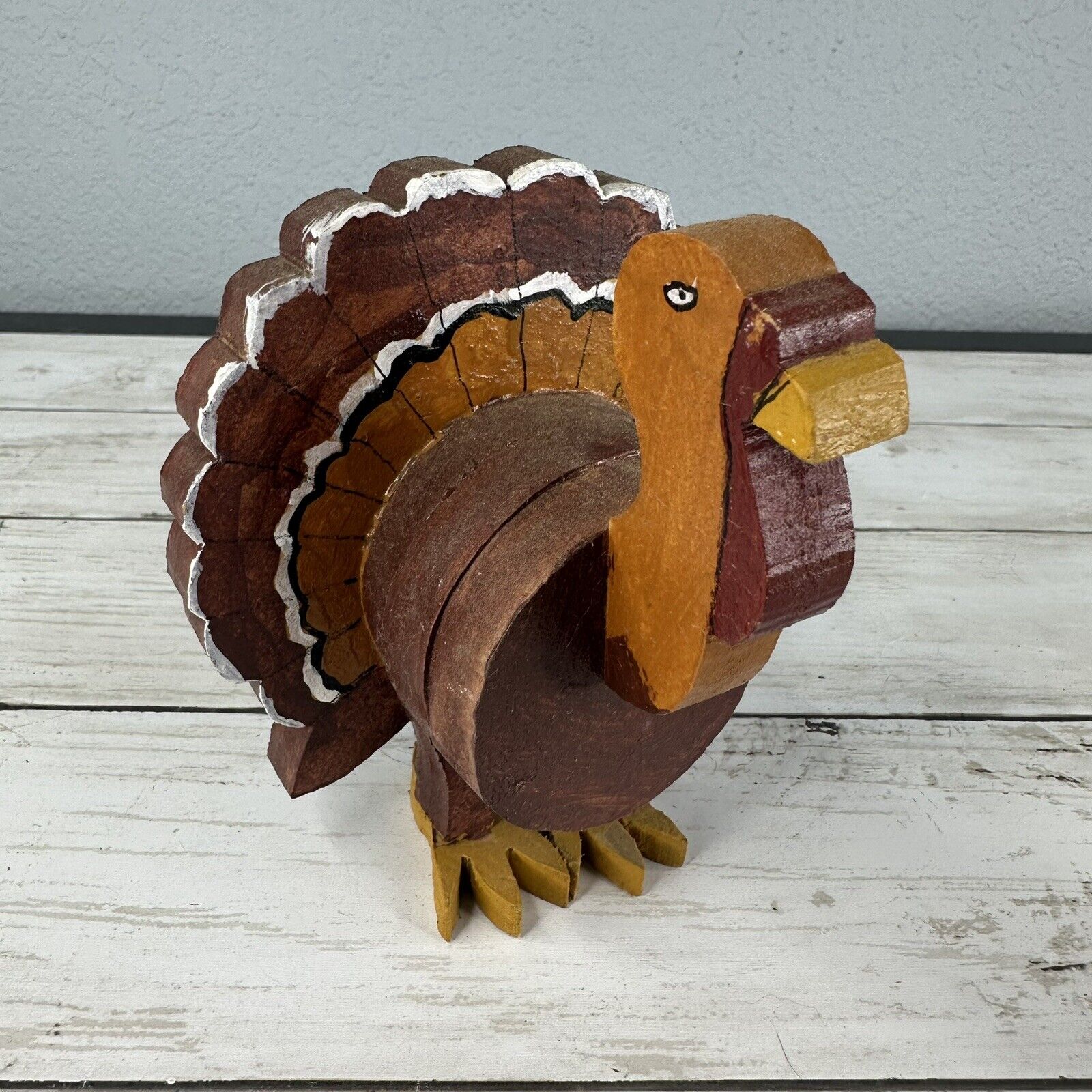 Vintage Folk Art - Hand Painted Wood Animal Figure - Turkey