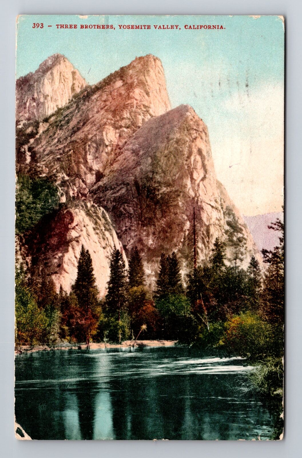 Yosemite Valley CA-California, Three Brothers, Antique, Vintage c1909 Postcard