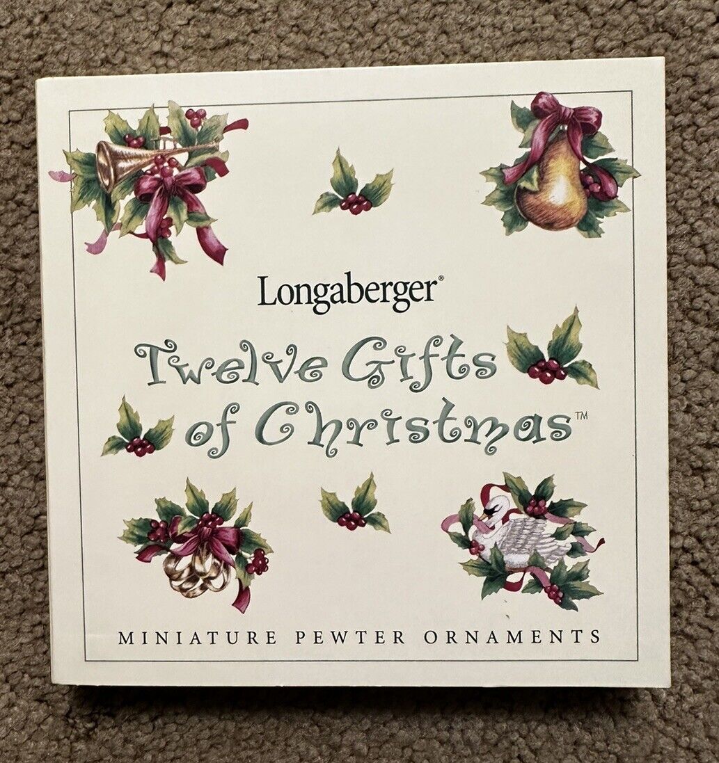 Longaberger Twelve Gifts of Christmas Miniature Pewter Ornaments NIB