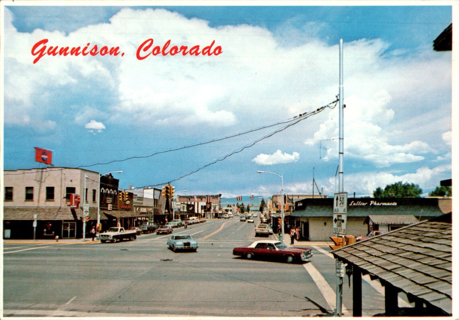Downtown Street Scene, Gunnison, Colorado CO chrome Postcard