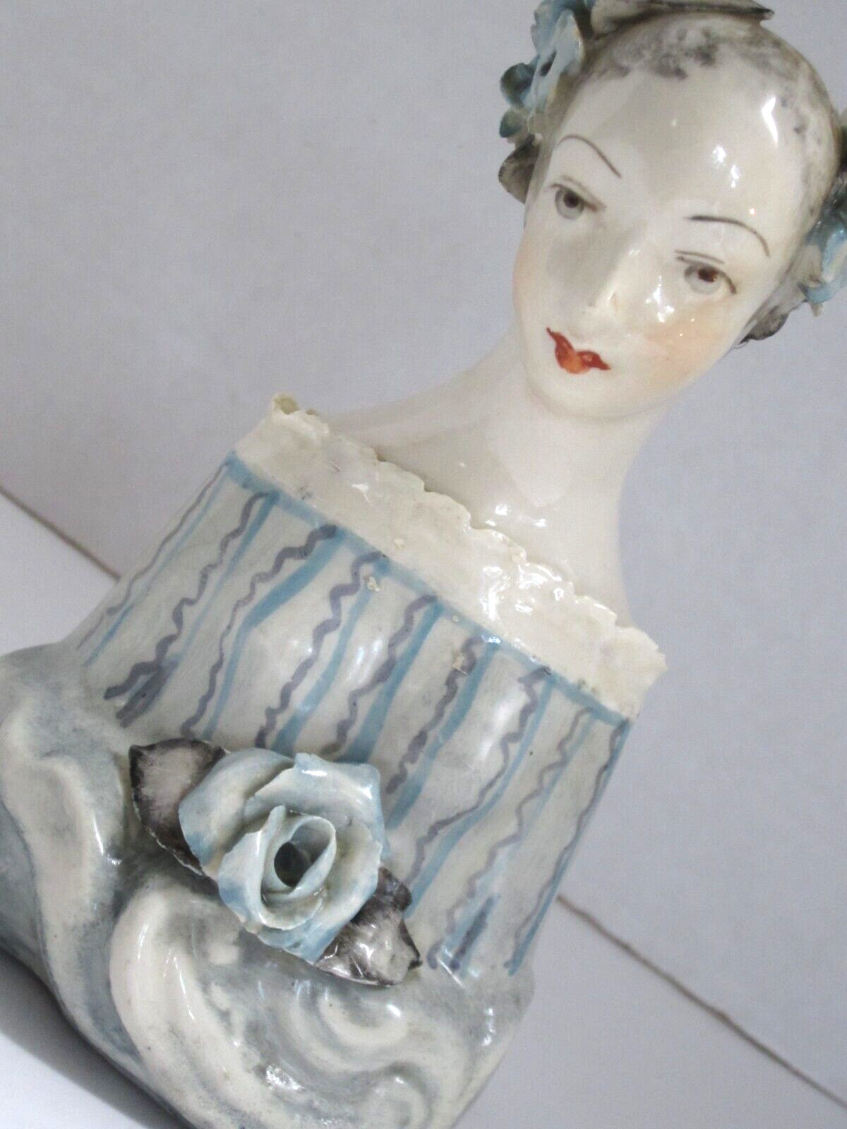 Vtg Lovely Elegant Cordey Porcelain Lady in Blue Victorian Bust #5012 Sculpture