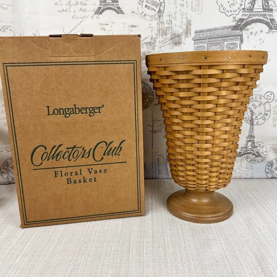 Longaberger 2003 Collector's Club Floral Basket with Plastic Protector 7.5 x 11