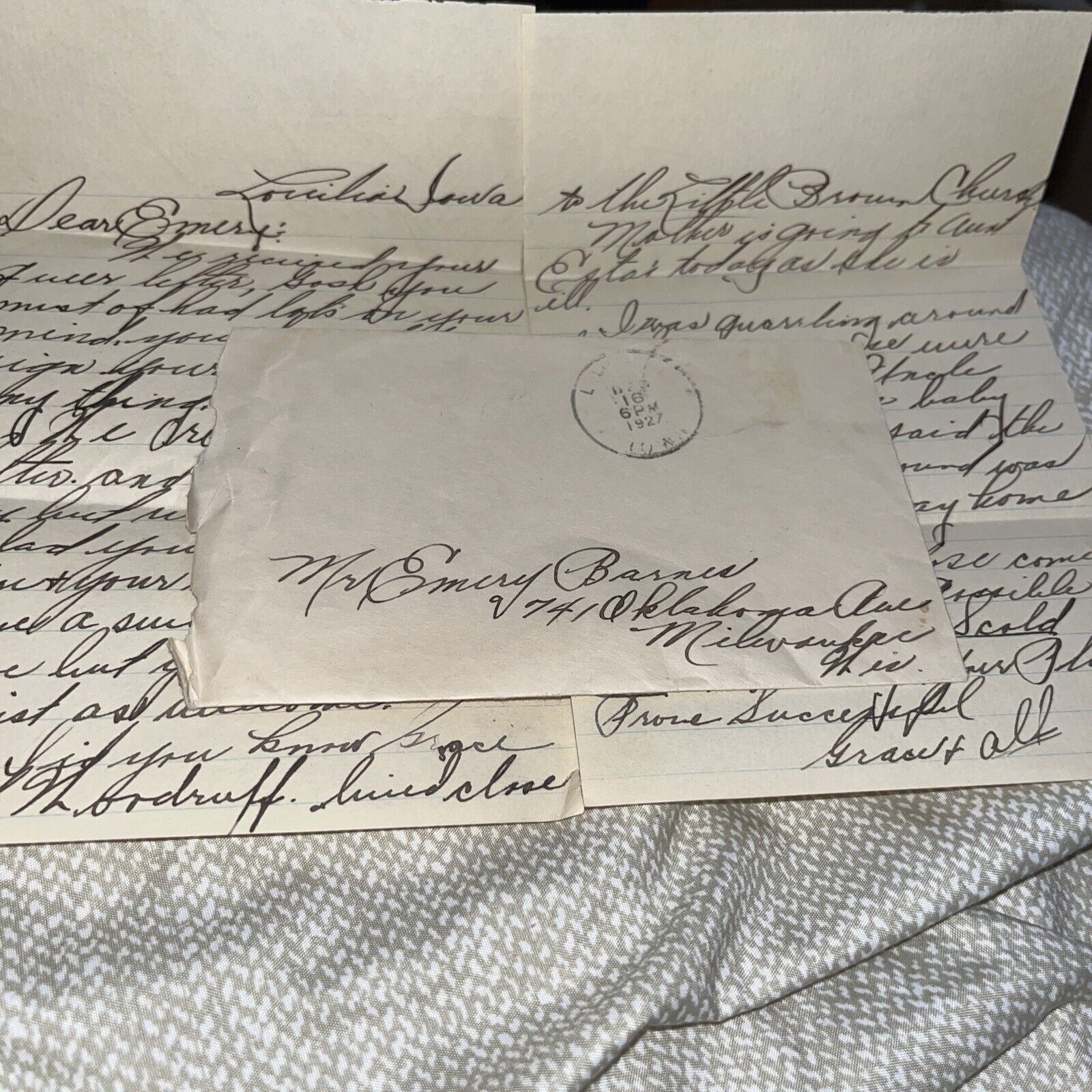 Antique 1927 Letter from Lovilia Iowa IA Mentions Little Brown Church (Nashua?)