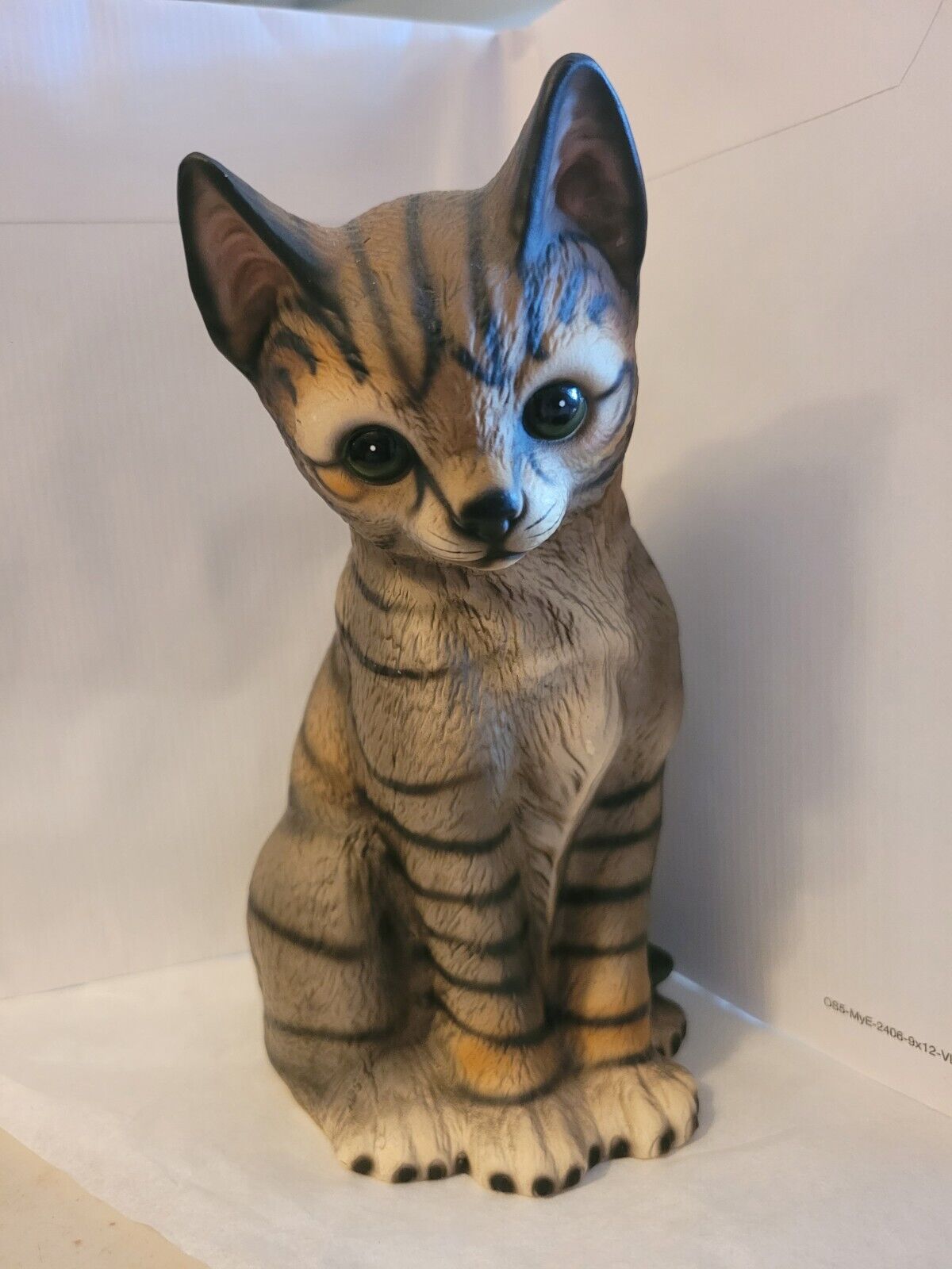 Vintage Ceramic Tabby Cat Kitten Figurine Numbered  HARVEY KNOX 6.5\