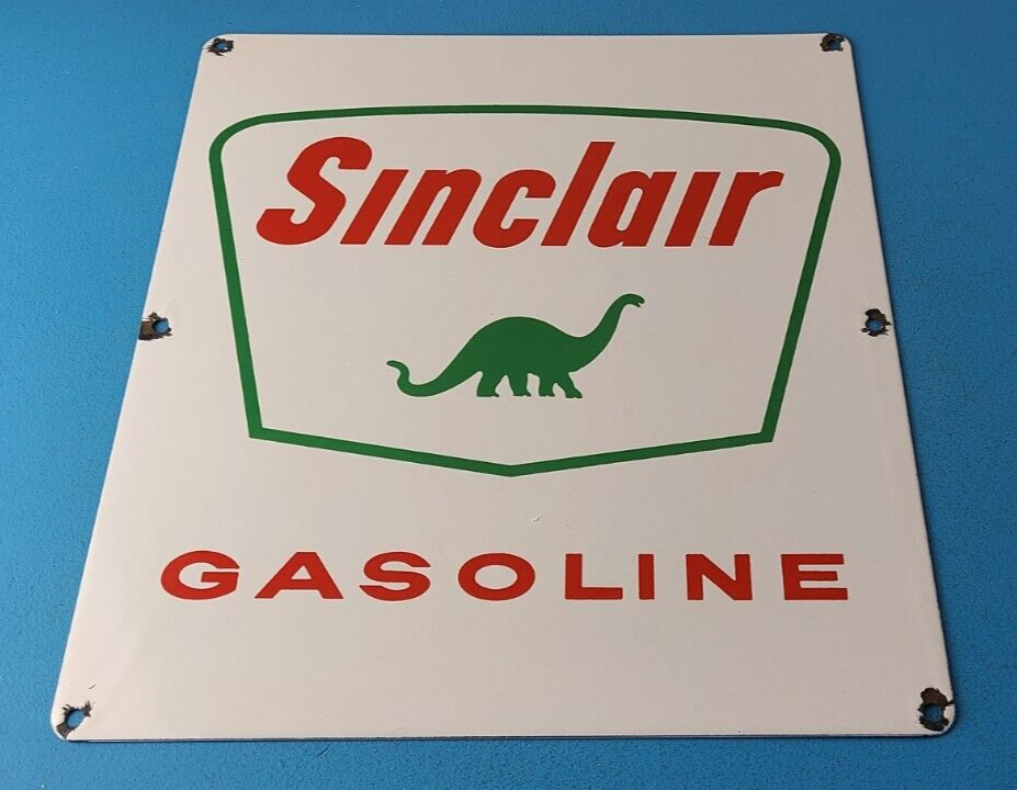 Vintage Sinclair Gasoline Porcelain Dino Gas Pump Or Wall Display Gas Pump Sign