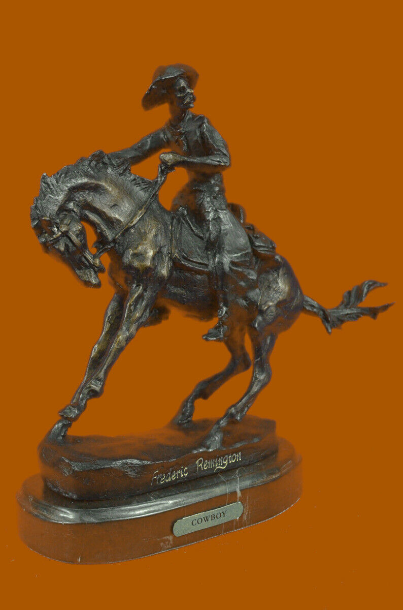 Bronze Sculpture Statue Rodeo Signed Remington West Cowboy Figure Art Deco SALE