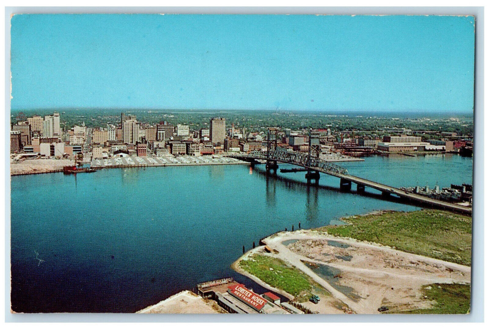 1962 City\'s Skyline and Main St. Bridge Greetings from Jacksonville FL Postcard