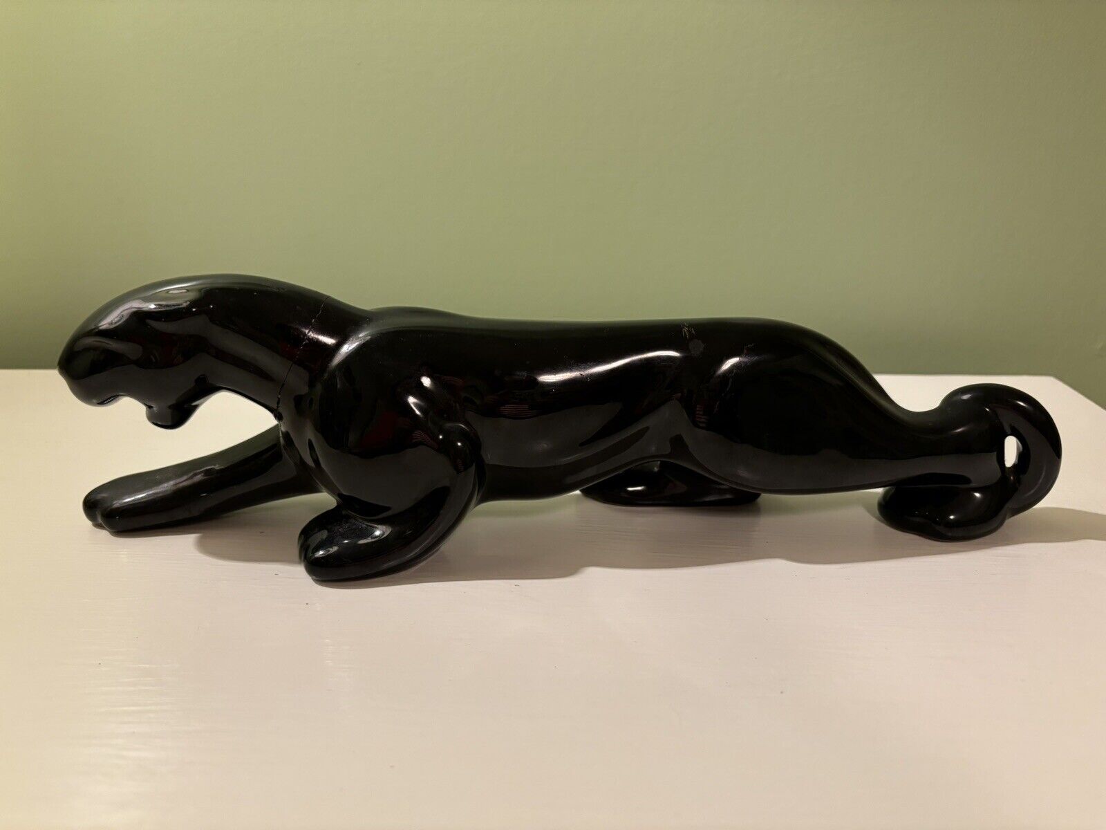 Vtg Royal Haegar Black Panther Prowling Ceramic Figure Sculpture Pottery 12 7/8”