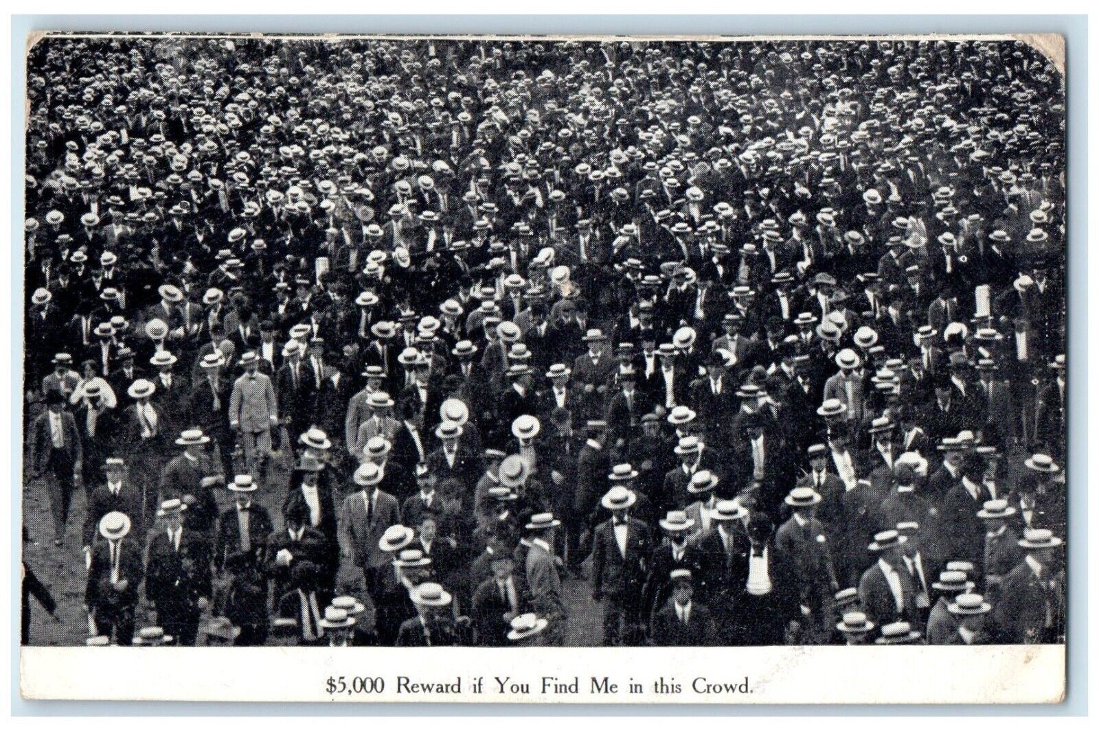 1987 Crowded People Find Me In This Crows Where's Waldo RPPC Photo Postcard