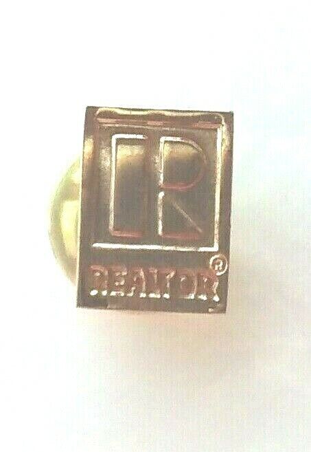 REALTOR BLOCK R pin badge GoldTone