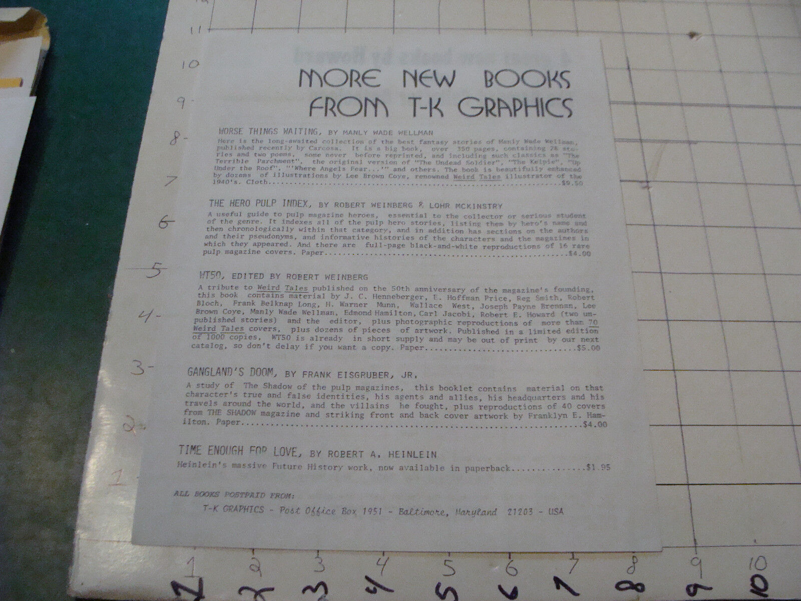 Kennett Neily - 1974 - Boskone II convention - more new books T-K Graphics Flyer