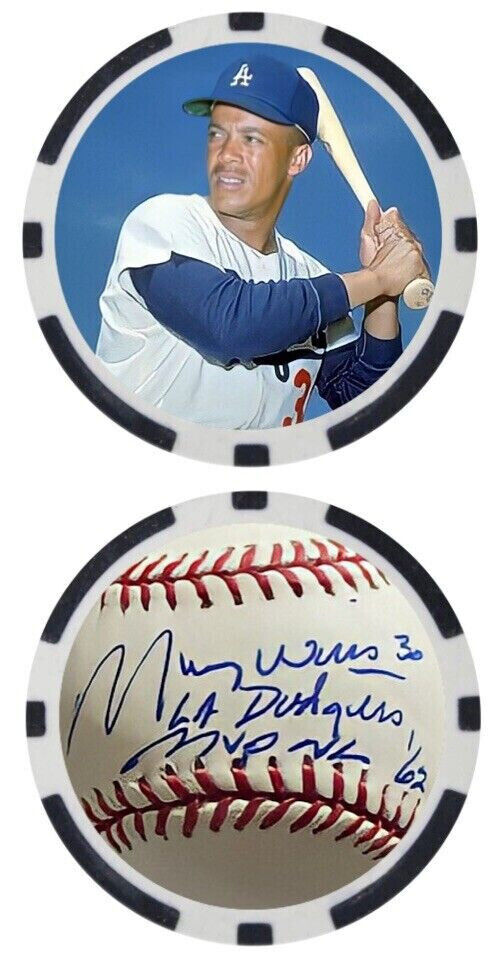 MAURY WILLS - LOS ANGELES DODGERS - POKER CHIP ***SIGNED****