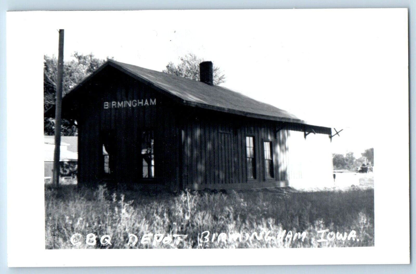 Birmingham Iowa IA Postcard RPPC Photo CBQ Depot c1910\'s Antique Unposted