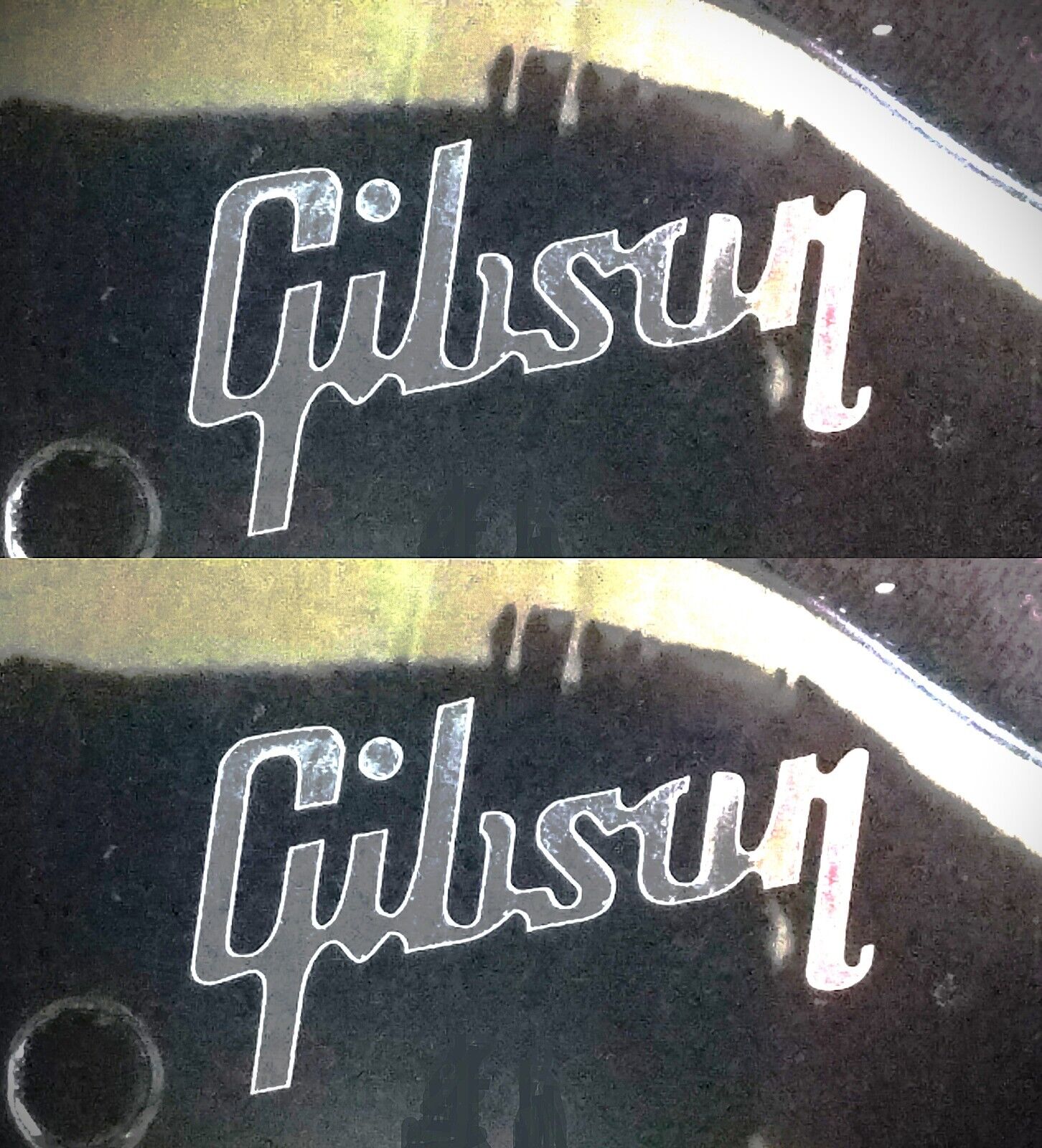 2 Gibson Headstock Logo, Die-Cut, Silverleaf Decal, OEM Size, MADE IN USA