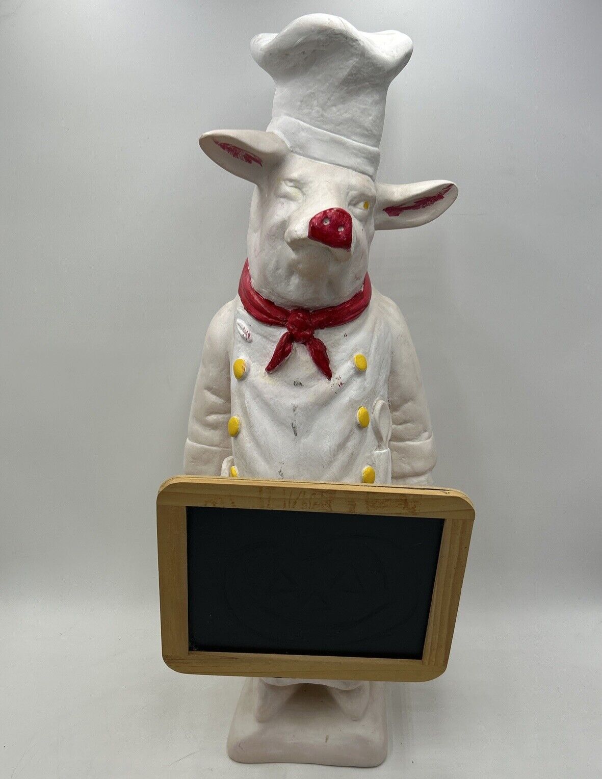 Vintage Chef Pig Statue Figure French Pastry Butcher Shop Restaurant Bakery 24”