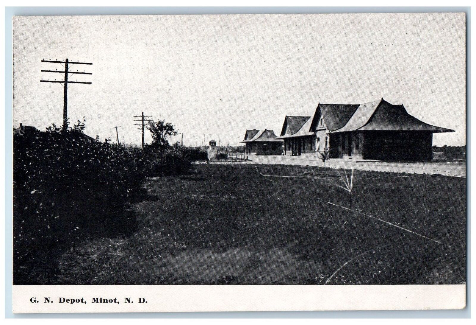 Medora North Dakota ND Postcard Great Northern Depot Exterior c1910's  Antique