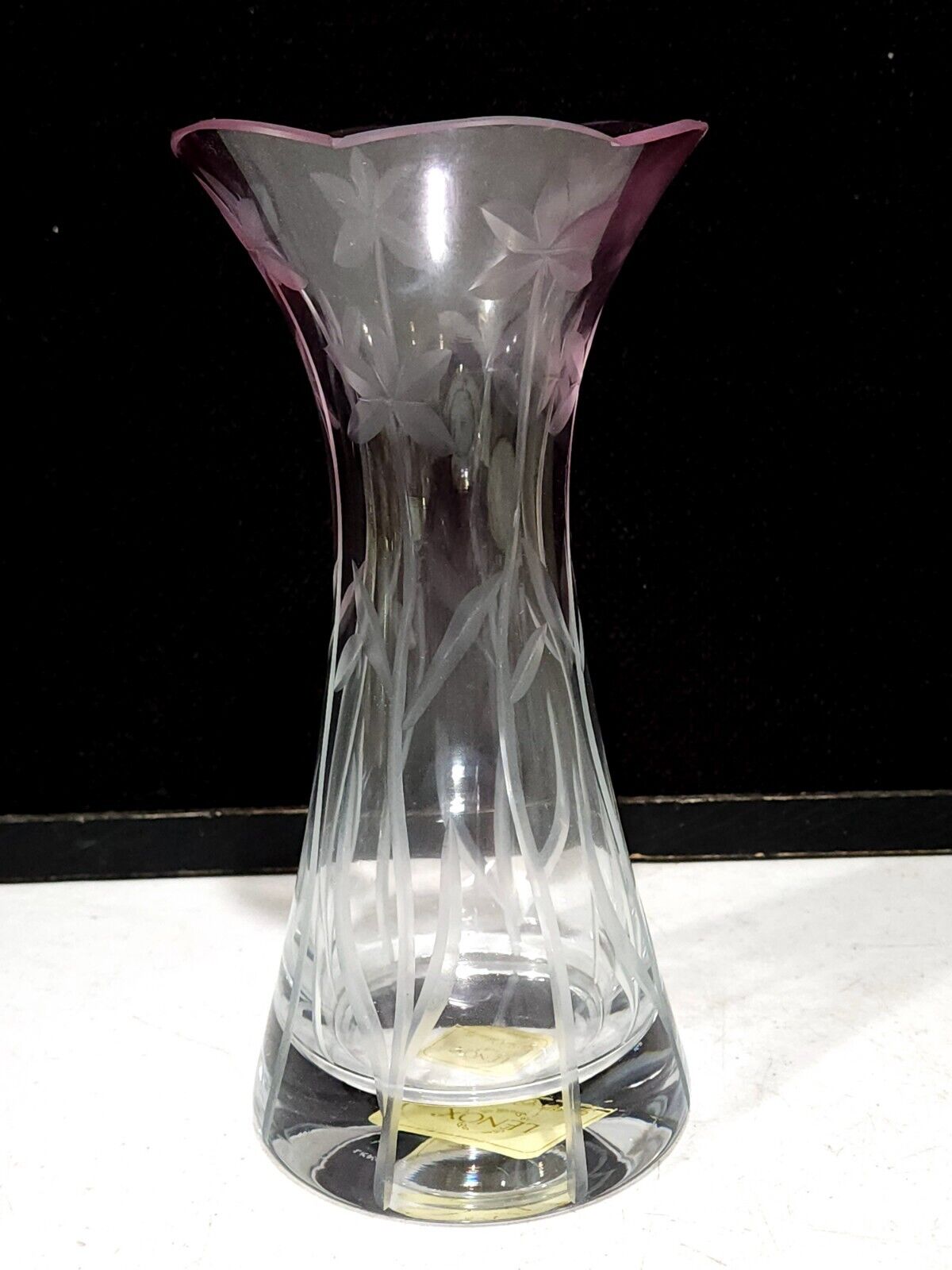 NWT Lenox Crystal Light Pink Etched Floral Vase PETITE FLORAL 8.75\