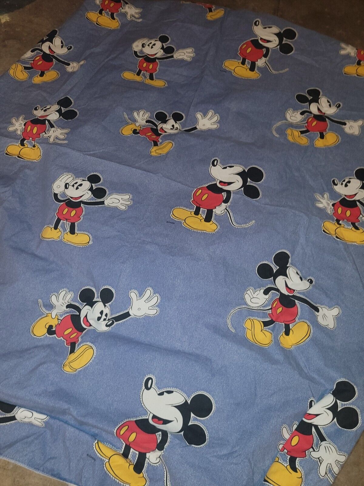 Vtg Mickey Mouse Sears Walt Disney Queen Bed Set Ticking Stripes