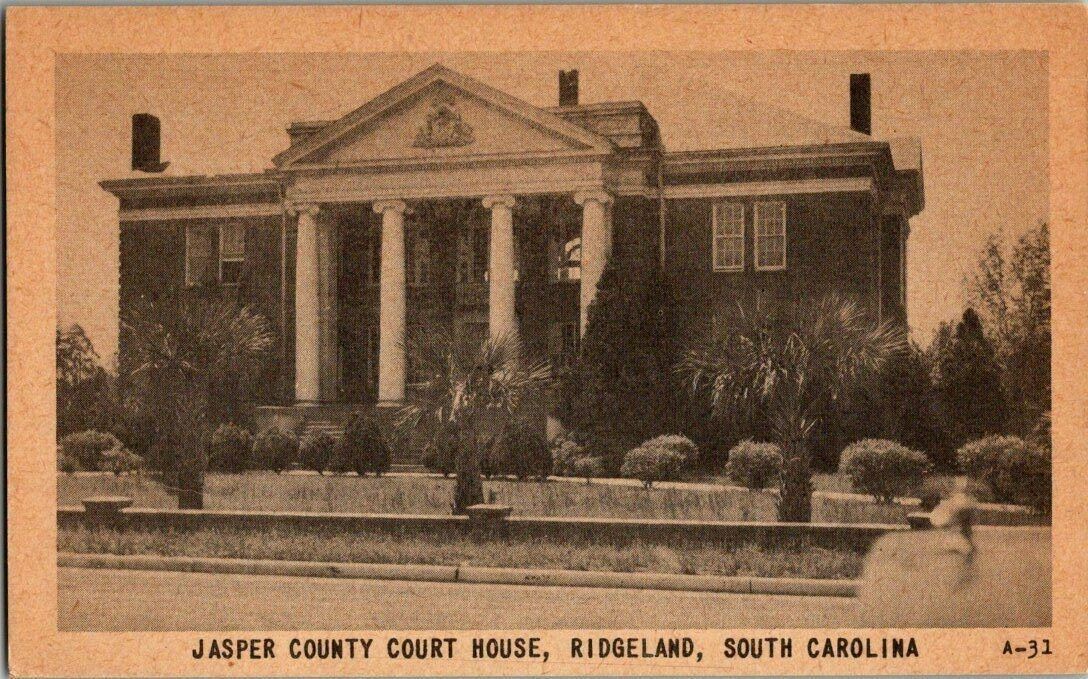 1930\'S. RIDGELAND, SC. JASPER COUNTY COURT HOUSE. POSTCARD.