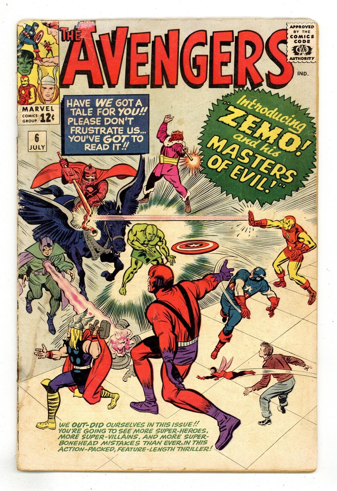 Avengers #6 GD- 1.8 1964 1st full app. Baron Zemo, 1st app. second Black Knight