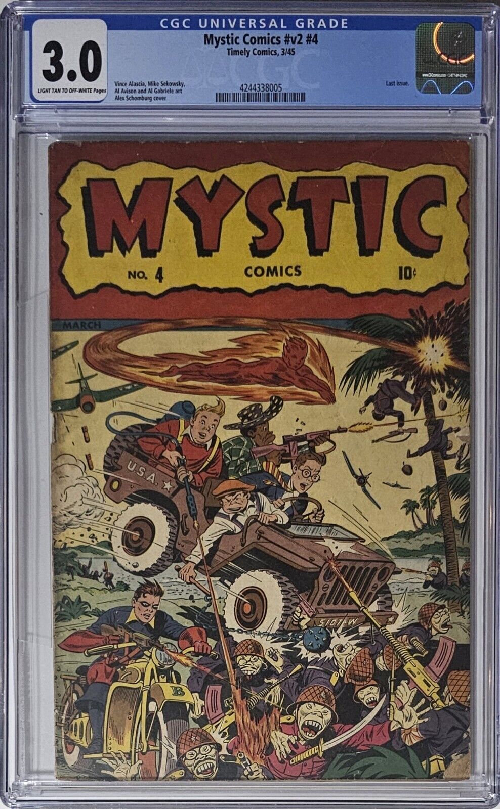 Mystic Comics #v2 #4 CGC 3.0 Timely Comics 1945 Alex Schomburg WW2 Cover