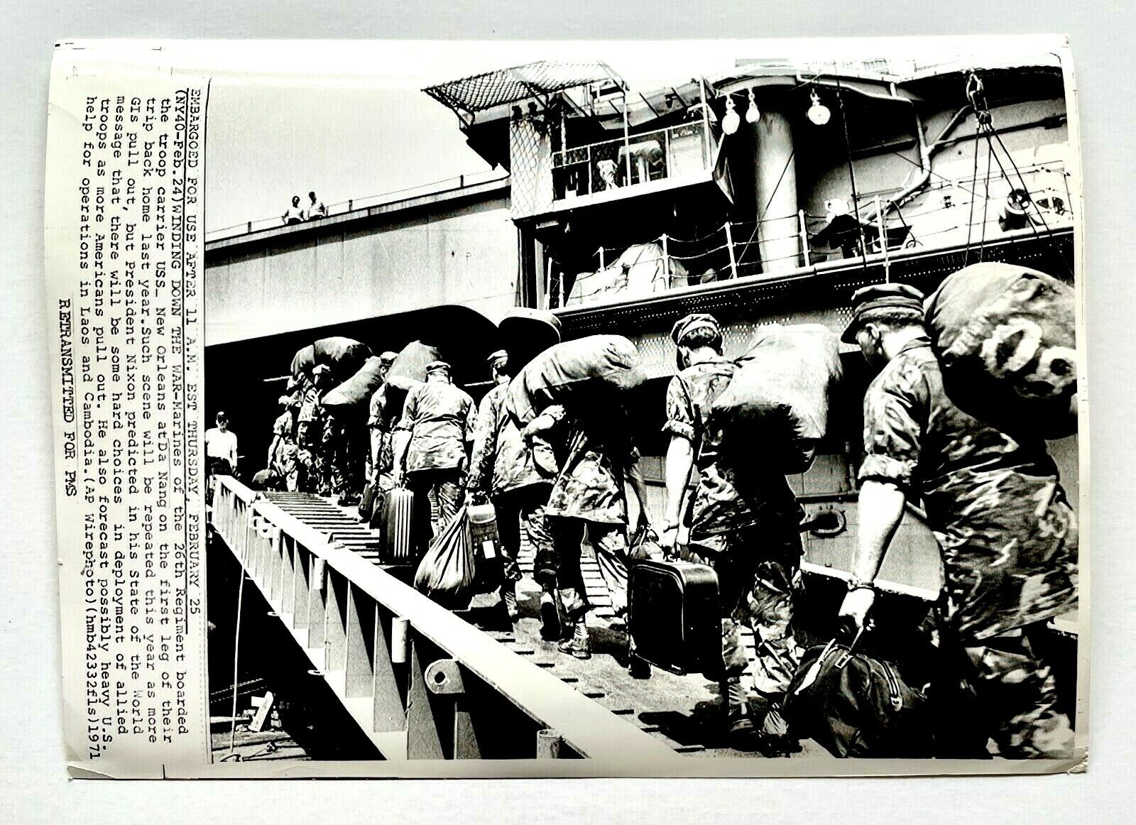 1971 26th Regiment War Marines Vintage Press Photo USS New Orleans Da Nang GIs