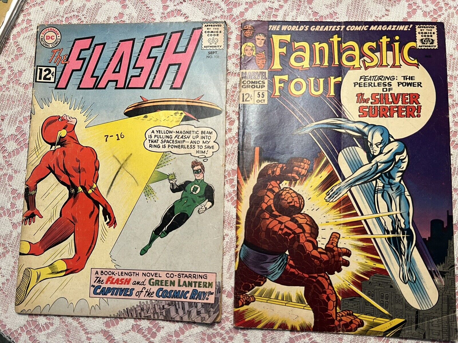 Fantastic Four #55 Silver Surfer vs Thing &  FLASH #131 Green Lantern  LOT OF 2