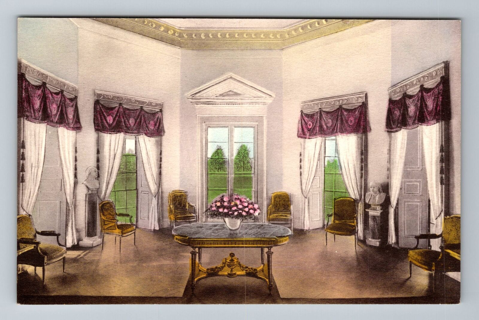 New York City NY, Monticello, Interior, Salon, Vintage Postcard